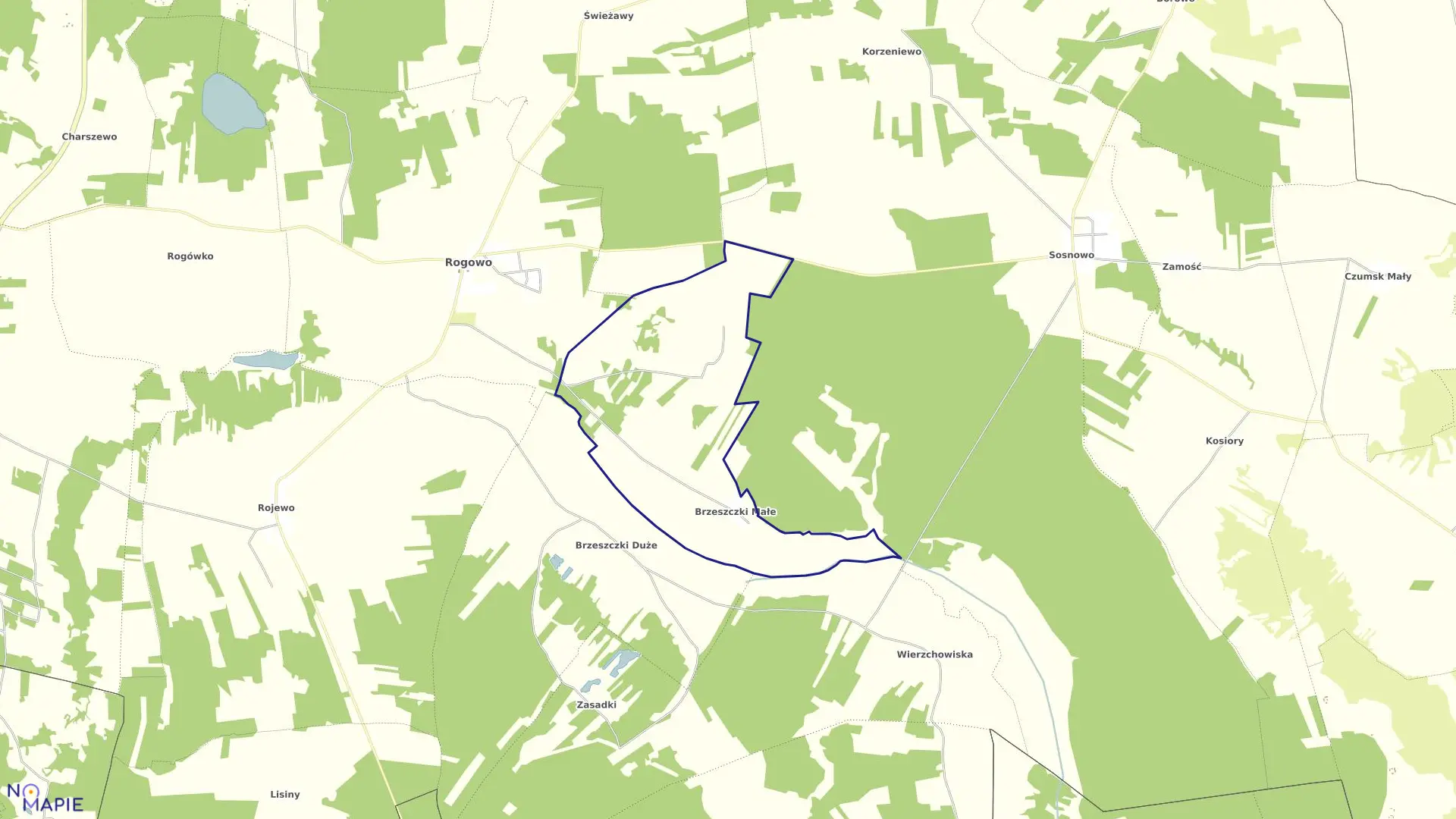 Mapa obrębu Brzeszczki Małe w gminie Rogowo
