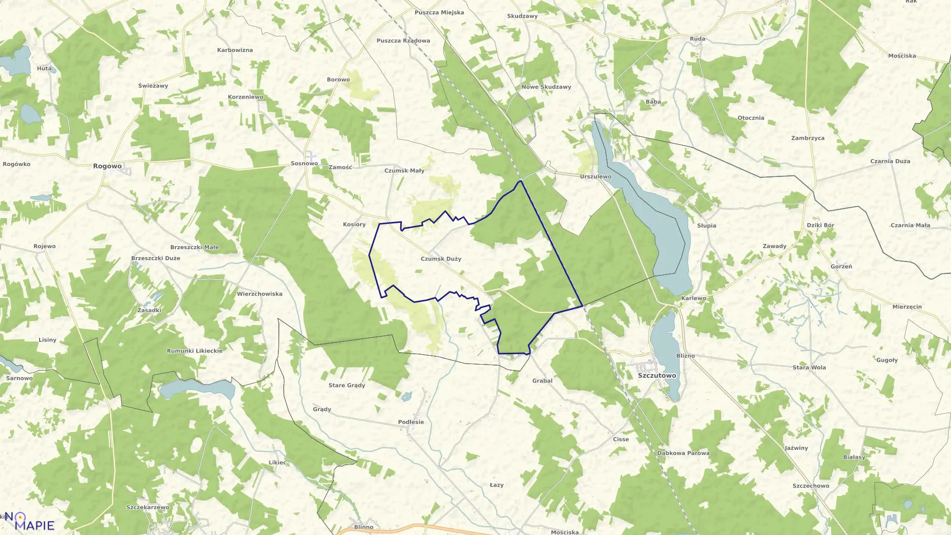 Mapa obrębu Czumsk Duży w gminie Rogowo