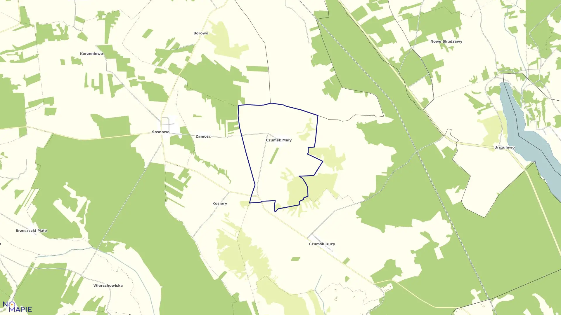 Mapa obrębu Czumsk Mały w gminie Rogowo