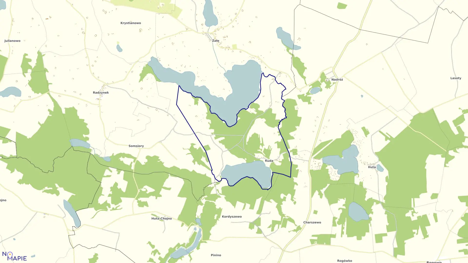 Mapa obrębu Ruda w gminie Rogowo