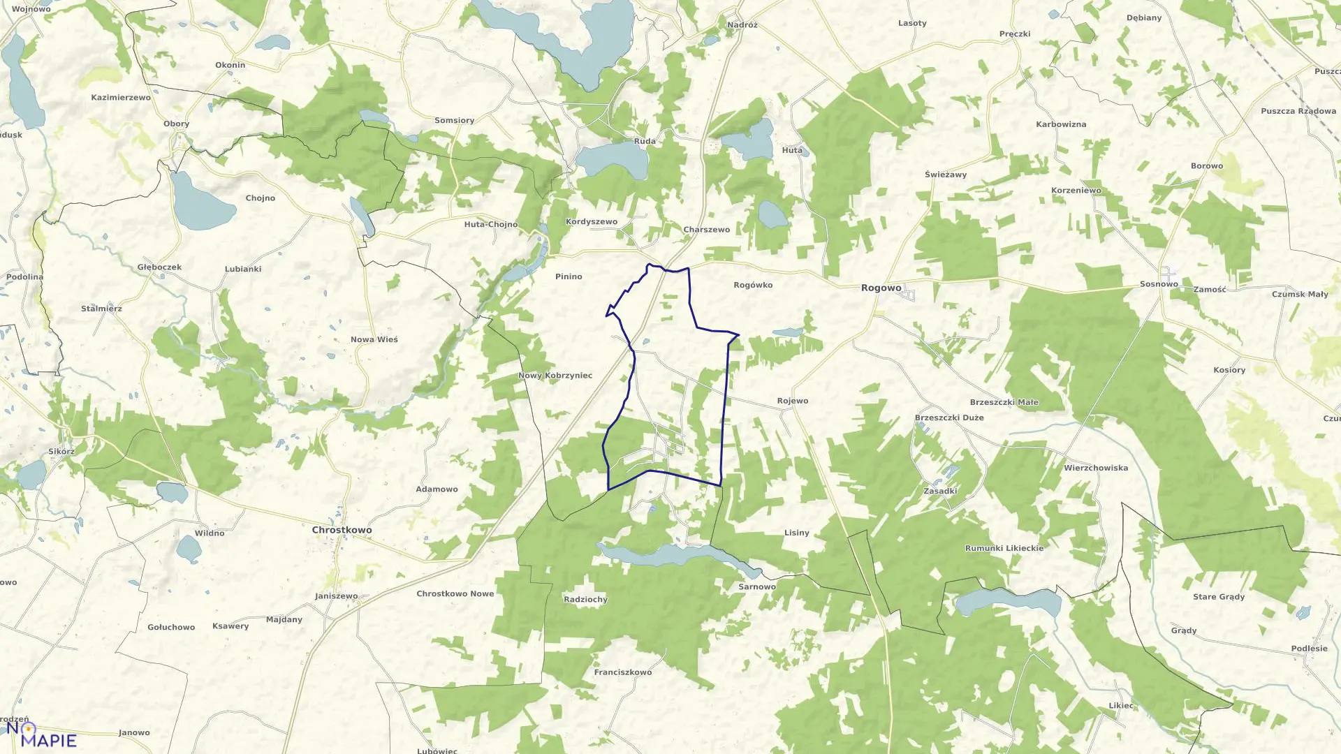 Mapa obrębu Stary Kobrzyniec w gminie Rogowo